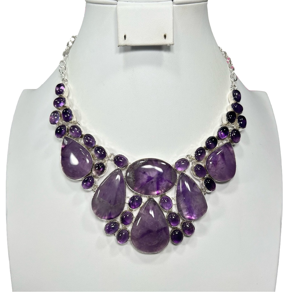 Amethyst 925 Large Gemstone Necklace